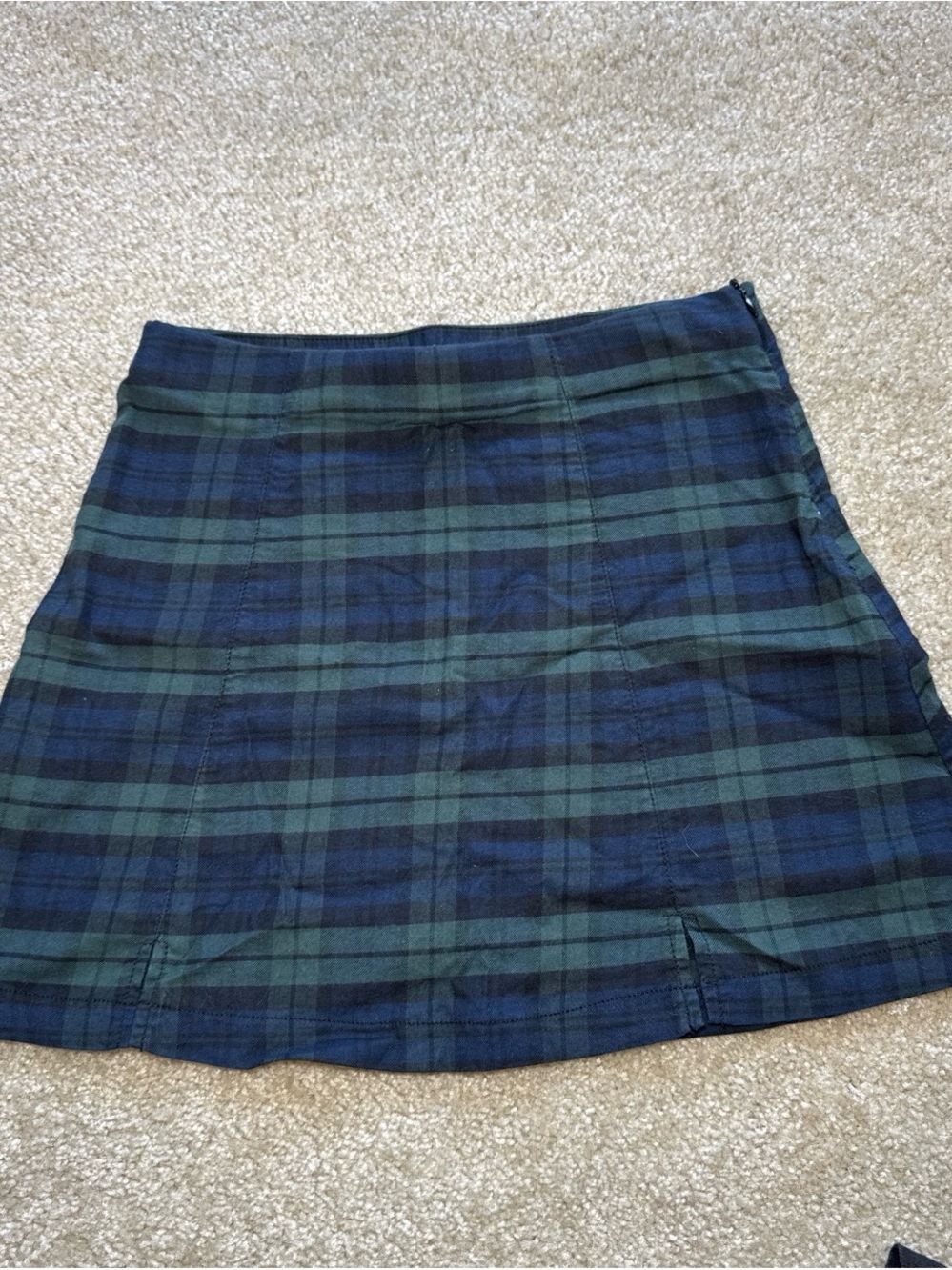Brandy Melville Navy & Green Plaid Mini Skirt